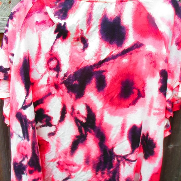 INC Pink Purple & White Poppy Print Tee 1X NEW - Picture 8 of 8